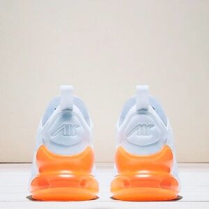 Nike Air Max 270  Men Size 10.5” White and Orange Sneakers Original Box Like New
